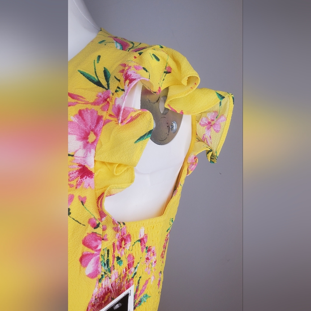 Bar III -Size S-Sunny Yellow Floral "Dandelion" Dress - Picture 8 of 13